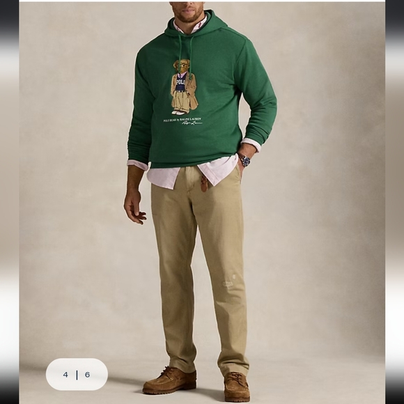 NEW Polo Bear Fleece Hoodie Color Washed Forrest NWT - Picture 4 of 5
